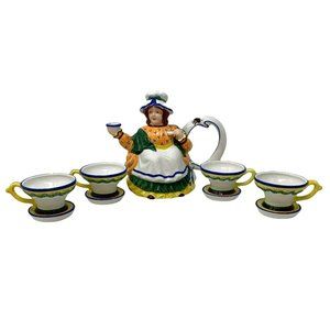 DEPT 56 Storybook Little Miss Tuffet Teapot + 4 Cups